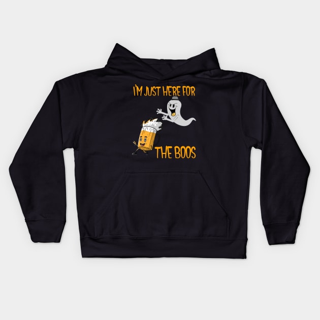 I'm Just Here For The Boos Funny Ghost Halloween Design Kids Hoodie by Up 4 Tee